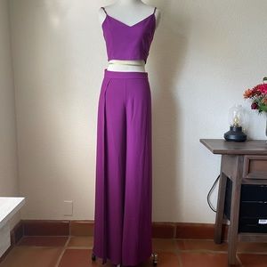 adorable magenta set pants and lace up top